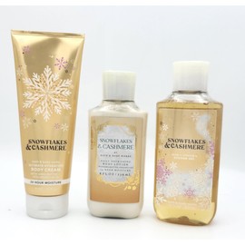 Snowflakes & Cashmere 3 pc- Bundle Set Bath Body Care Set, 24 Hour Moisture Body Cream 8 oz + Shower gel 10 oz + Body Lotion 8 oz
