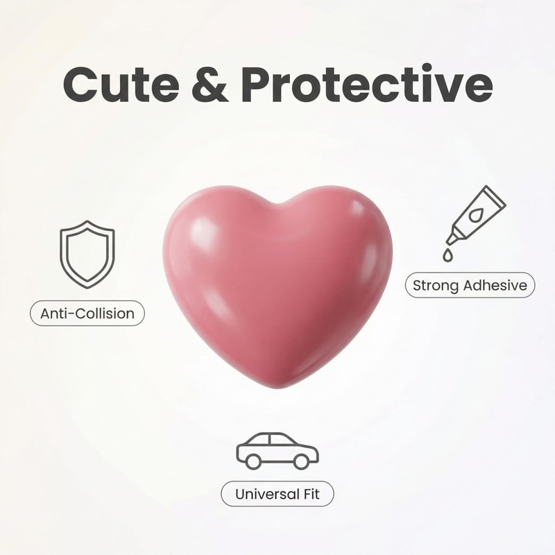 5 Pack Car Stickers Heart Metal Auto Exterior Adhesive Badges