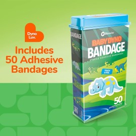 BioSwiss Bandages, Baby Dino Shaped Self Adhesive Bandage, Latex Free Sterile Wound Care, 50 Count