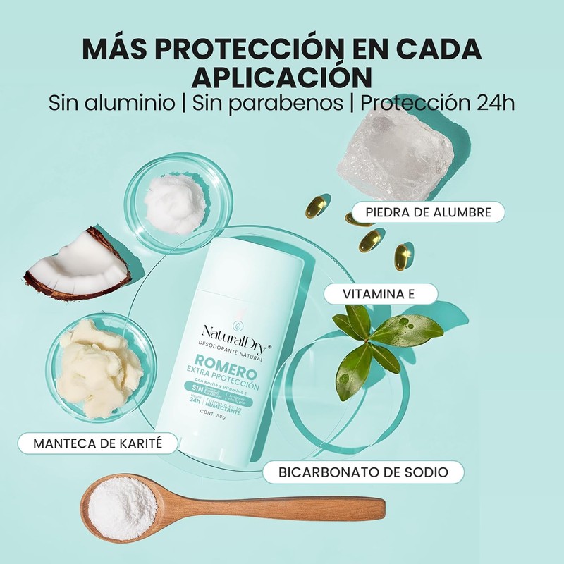 NaturalDry Desodorante Natural Extra Protección Romero 50g