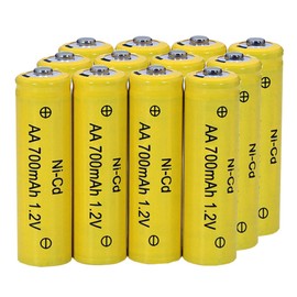 12 Packs AA Garden Ni-Cd Batteries 1.2V AA 700mAh Ni-Cd Rechargable Battery for Solar Lights,Lawn Landscape Lighting