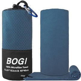 BOGI Toalla de Microfibra para Viaje/Deportes- Antibacterial, Secado Rápido, Suave, Ligera, Absorbente y Ultracompacta, Perfecta para Camping, Gimnasio, Playa, Baño, Yoga, mochilear, Ejercicio