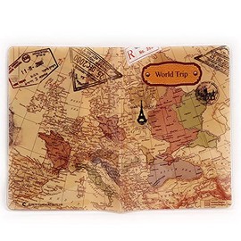 Gifts UK® World Map Passport Cover Travel ID Holder Wallet Protector Case (Coffee)
