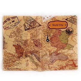 Gifts UK® World Map Passport Cover Travel ID Holder Wallet Protector Case (Coffee)
