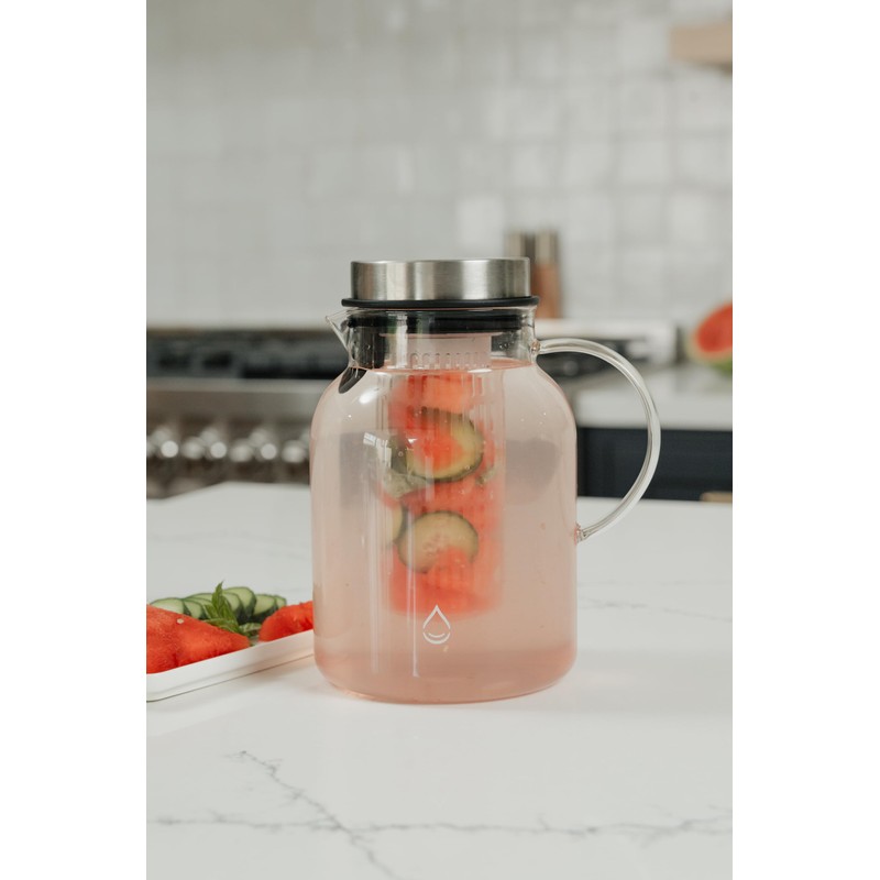 Infusion Pro Glass Fruit Infuser Water Pitcher, Heat Resistant for