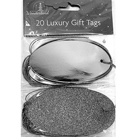 Oval Tags, Glitter and Foil Design (Silver)