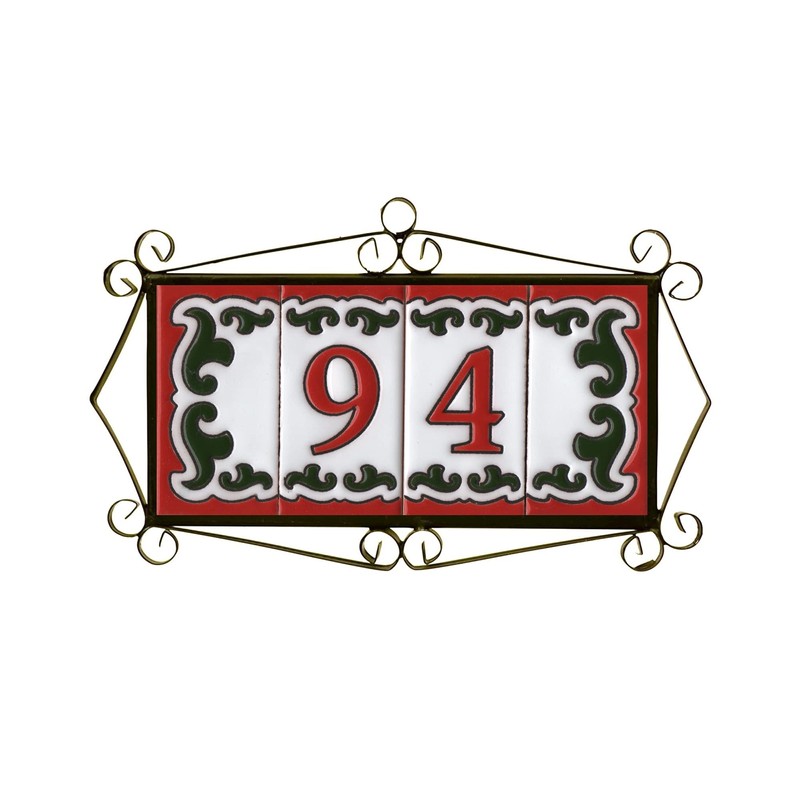 Daniella-M6 Spanish Hand-painted Green With Red Number Tiles With 3,4,5
