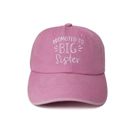 Enodtter Embroidered Baseball Hats for Boy Girl, Promoted to Big Sister (Washed Pink), One Size