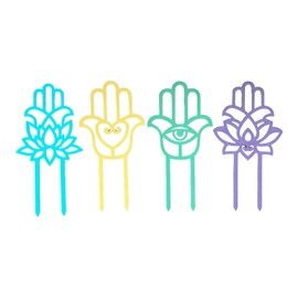 4 Pack Home Decor Indoor Trellis for Climbing Plants Outdoor, 11'' Lotus Flower Trellis, Potted Plant Support, Live Plants Indoor, Ideal for Plants Live Houseplants, Purple, Yellow, Green, Blue