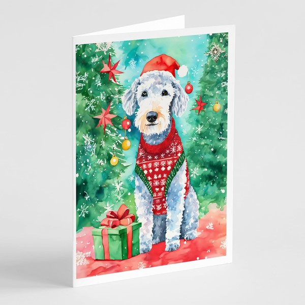 Caroline's Treasures DAC3356GCA7P Bedlington Terrier Christmas Greeting Cards Pack of