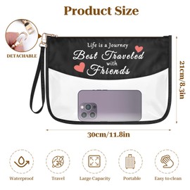 Friendship Gift for Best Friends Travel Makeup Bag Sisterhood Gift Girl Trip Girls Weekend Gift Clear Cosmetic Bags Wedding Graduation Birthday Gift for Friends Bestie Sister Zipper Toiletry Pouch