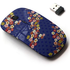 CJCBROES 2.4G Wireless Mouse with Cute Pattern Design for All Laptops and Desktops with Nano Receiver - Japanese Cherry Blossom Ornament