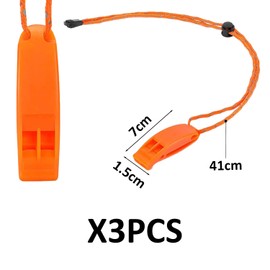 3 Pieces Emergency Whistle, Safety Survival Whistle, Whistle with Reflective Lanyard, Emergency Survival Whistle, Super Loud Survival Whistle, Suitable for Outdoor and Mountain Climbing (Orange)