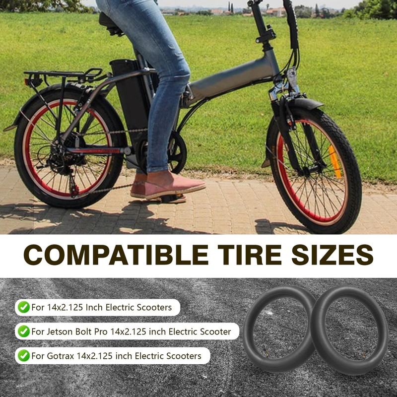 2 Pack 14x2.125 Bike Inner Tubes, 14 Inch Replacement Tire
