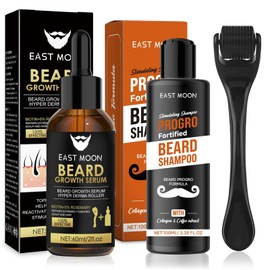 Beard Growth Kit, Beard Growth Set with Dermaroller, Beard Growth Serum Oil/Beard Roller, Beard Growth Kit, Stimulates Moustache and Hair Growth, Gifts for Men and Fathers (Black TZ)