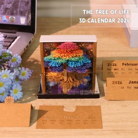 3d Calendar 2027,Hand Tear DIY Art 3d Calendar,Perfect Combination Of Artistic And Practical Design With Lights,Suitable For Note Taking,Decorative Ornaments,Holiday Gifts (colorful)