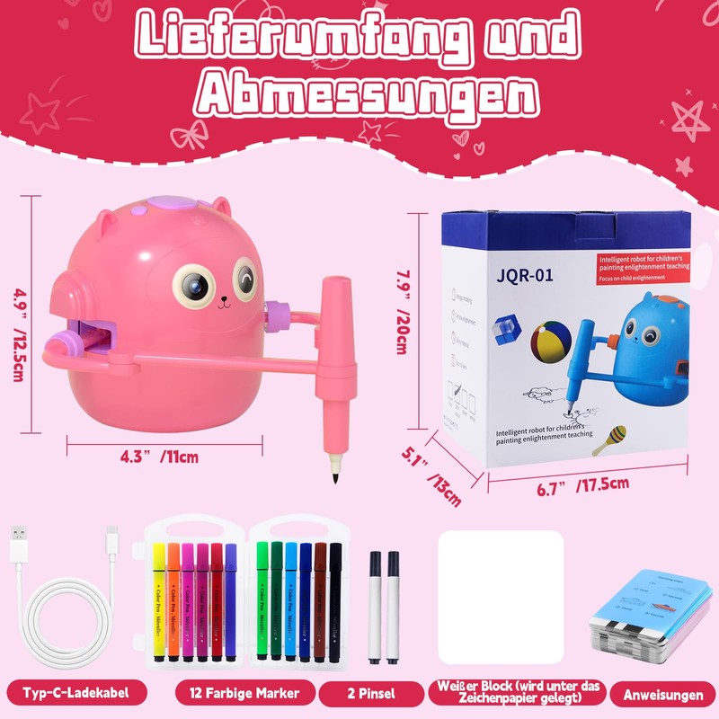 Jadyon Robot Drawing for Children, Interactive Educational Robot with Cards