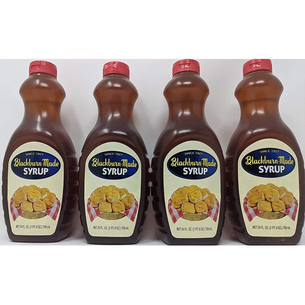 Blackburn-Made Syrup Bundle - 4 x 24 Oz Bottles of Blackburn Made Syrup, Blackburn Syrup Pancake, Bundled with Recipe Sheet