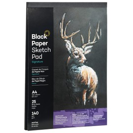 Black Sketch Drawing Paper Pad A4 Sketch Book Artist Sketchpad for Adult Kid DIY Arts Crafts Painting Sketching Oil Pastel Highlight Pen Chalk Graphite & Colored Pencils 25 Sheet