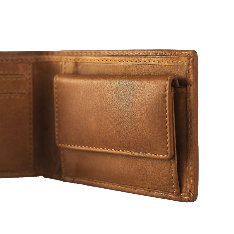 Enzo Cognac Leather Wallet, Cognac, ID pocket