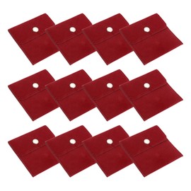 PATIKIL 4x4 Inch Jewelry Pouches, 12 Pack Velvet Pouches Snap Button Portable Storage Bag for Earrings Bracelets Necklaces Rings Watch, Red