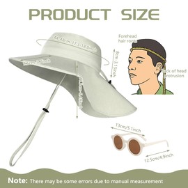 DiULi Baby Sun Hat, UV Hat with Adjustable Ties and Glasses, Bucket Hat, Wide Brim Cap with Neck Protection, Adjustable Size for Unisex, gray