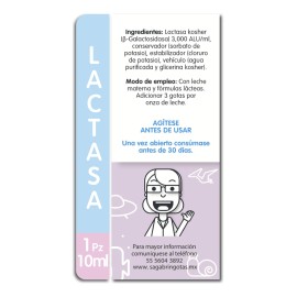 Sagabrin 10ml, Gotas Lactasa Para Intolerancia A La Lactosa Sabor Sin Sabor