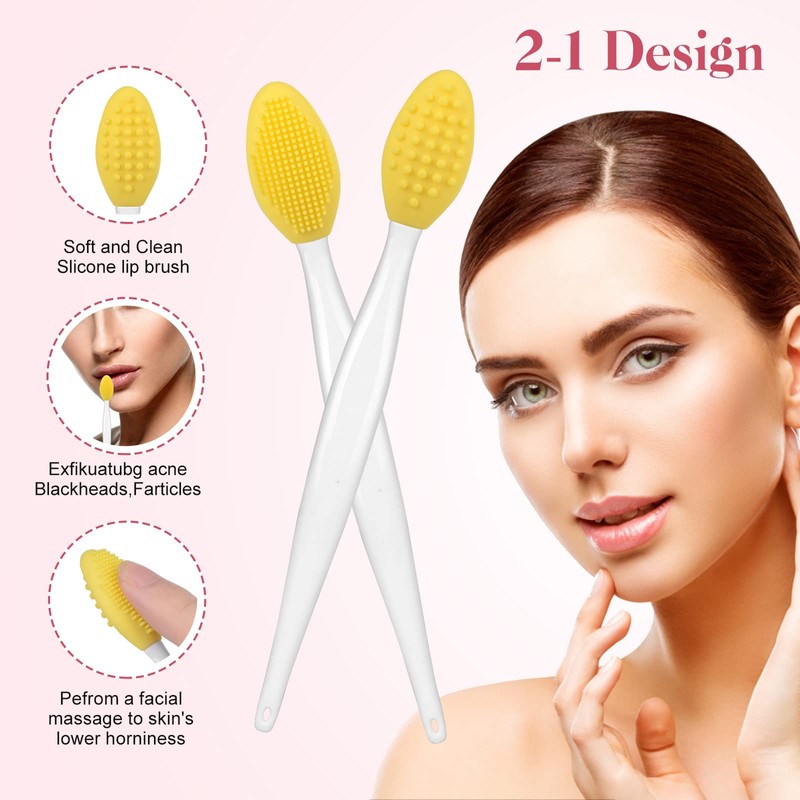 5 Pcs Facial Cleansing Brush,Lip Scrub Brush,Silicone Face Mask Brush