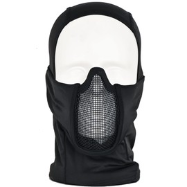 Balaclava Airsoft Mesh Mask,Ninja Style Airsoft Face Mask with Full Face Mouth Protection Airsoft Paintball Mask Waterproof Metal Mesh Mask (Black)