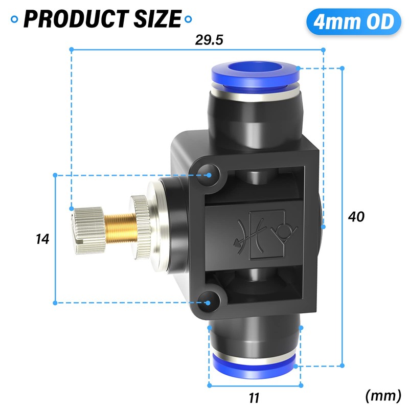 ERGAOBOY 5 Pcs 4mm OD Air Flow Control Valve with