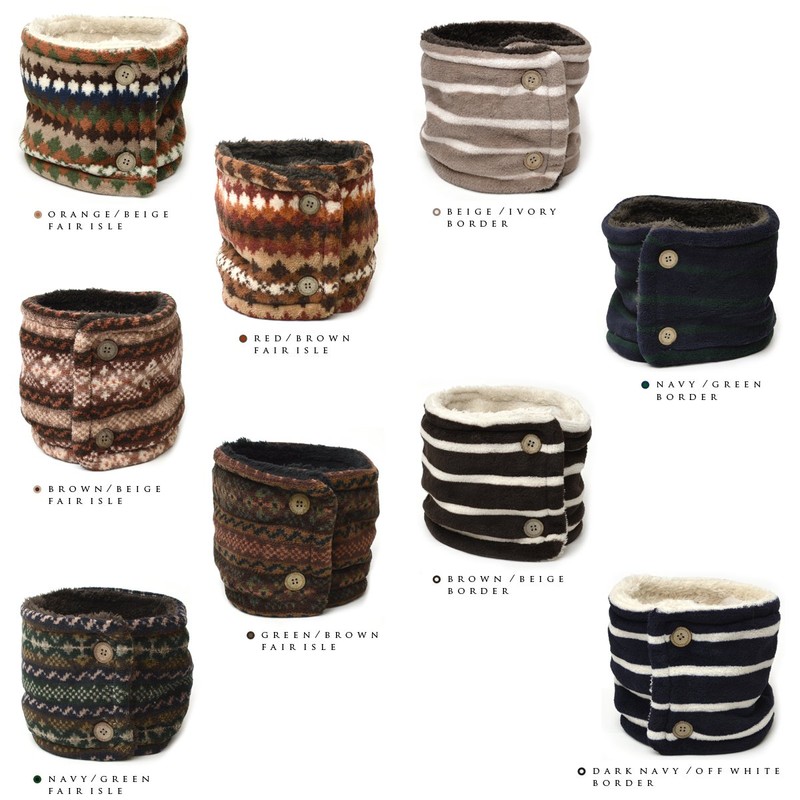 TRIBAL BIG Button Bore Neck Warmer with Front Buttons to