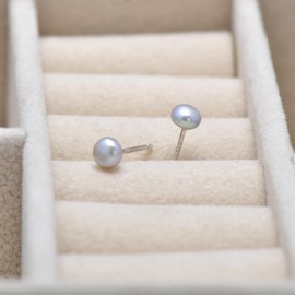 4-5 MM Freshwater Cultured Grey Pearl Studs Earrings for Women, Sterling Silver Earrings Backs