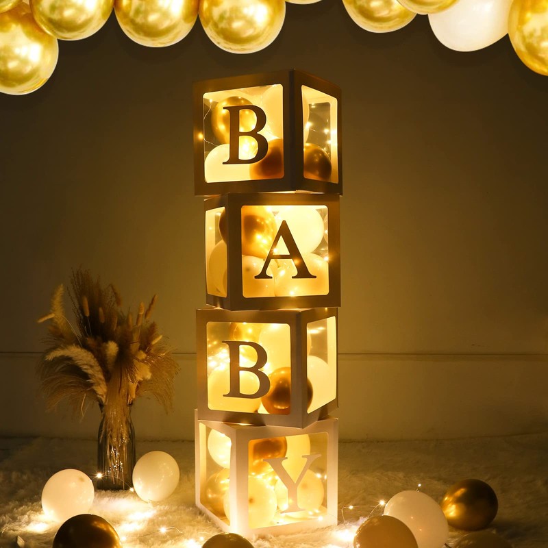 Wayfun 71Pcs Baby Shower Balloon Box for Boy Girl,4 String