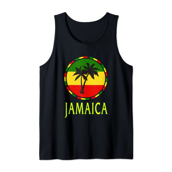 Reggae Flag Colors Coconut Palm Trees Jamaican Vibe Tank Top