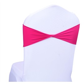 MDS Pack of 250 Spandex Chair Sashes Bows Elastic Stretch Dining Chair Bands Ties Without Slider Buckle Universal fits for Wedding Baby Shower Birthday Party Banquet Event Decoration - Magenta