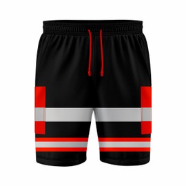 mymixtrendz Mens Reflective High Visibility Hi Viz Safety Work Wear Shorts Cargo Shorts Multi Pockets Adjustable Elasticated Waist S/2XL Black Orange
