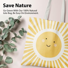 Veqzc Cute Tote Bags, Sunshine Canvas Tote Bag for Women, Funny Sun Tote Bag, Sunshine Gifts for Women, Sunshine Reusable Grocery Bags Shopping Bags