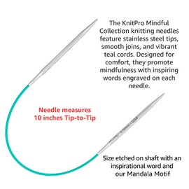 KnitPro Mindful Explore Set 10 inch Circular Knitting Needles Size 0, 1.5, 2.5, 4, 6. 7, 8, 10, Scissors, Gauge, Stitch Markers & More, Fabric Case with Project Bag