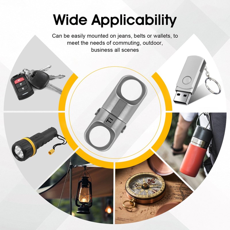 Strong Titanium Magnetic Keychain with 360° Rotation, Small Detachable Key