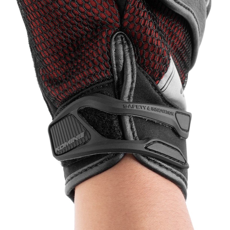 Komine GK-2153 Protective 3D Mesh Gloves for Motorcycles, Black, L