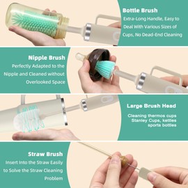 4 in 1 Electric Brush Cleaner Kit ，Bottle Brush、Straw Cleaner | Multi-Function Rechargeable with IPX6 Waterproof & Extra-Long Design | for Baby Bottles, Pacifiers, Coffee Mugs, Sports Bottles & More