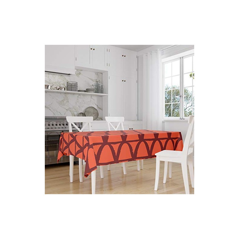 Bonamaison Kitchen Decoration, Tablecloth, Orange Bordeux, 140 x 160 Cm