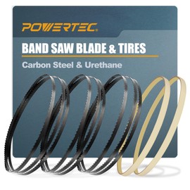 POWERTEC 59-1/2 Inch Bandsaw Blades Assortment w/ 9 Inch Band Saw Tires, Band Saw Blades 3PK with 9" x 1/2" x 5/32" Bandsaw Tires 2PK, Band Saw Accessories for Delta, Craftsman, Grizzly & Shop Fox