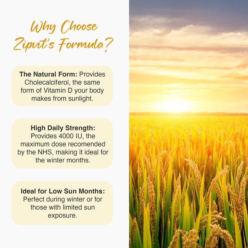 Zipvit Vitamin D3 4000IU Softgels, High Strength Vitamin D Supplement,