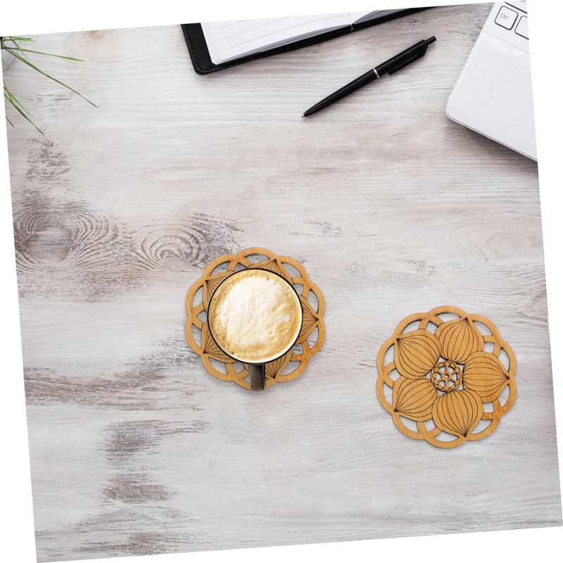 MAGICLULU 6pc Bamboo Lotus Coasters Heat Resistant Drink Coasters Holder