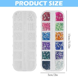 24-Raster-Strasssteine für Nagelkunst, Nagelkunst-Zubehör, Dekorationszubehör, Charms und Edelsteine, geeignet für professionelle Maniküre und den täglichen Gebrauch zu Hause Nail Art Strass