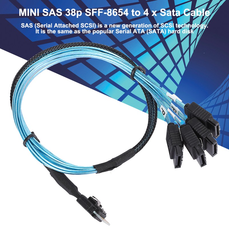 12Gbps Connecting Line MINI SAS 38p SFF‑8654 to 4 x