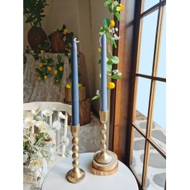 Antique Iron Taper Candle Holders - Set of 2 Decorative Candlesticks, Brass Finish Candle Stand for Weddings, Dining, and Parties