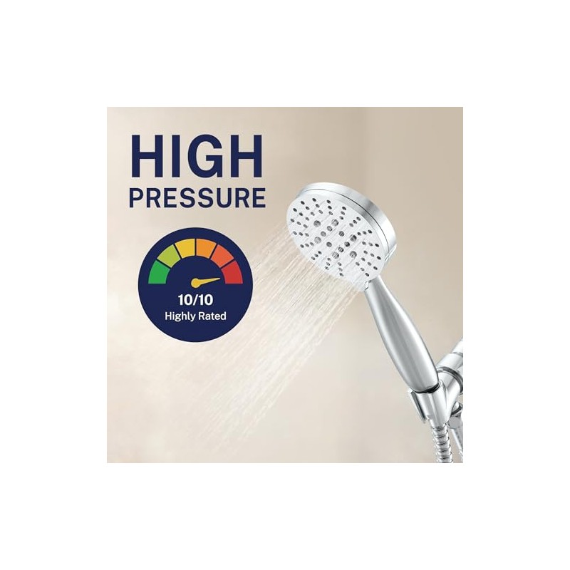 HammerHead Showers® Solid Metal 3-Spray Handheld Shower Head with Long