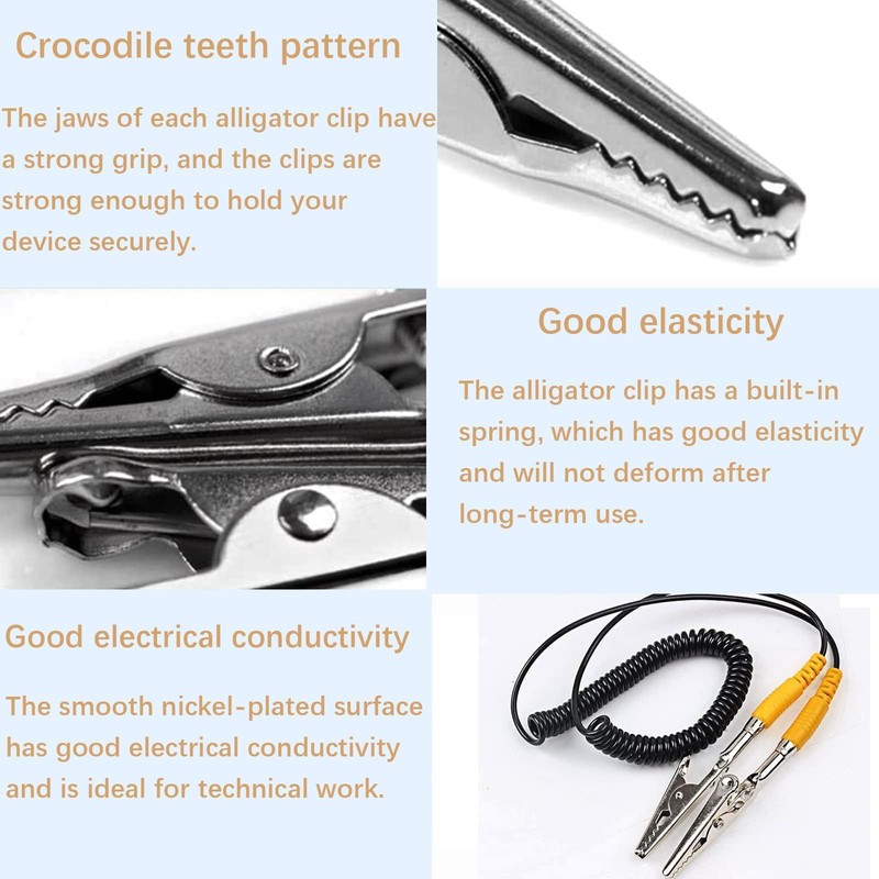 50Pcs Alligator Clips Silver, Spring Clamps, Metal Croc Clips for